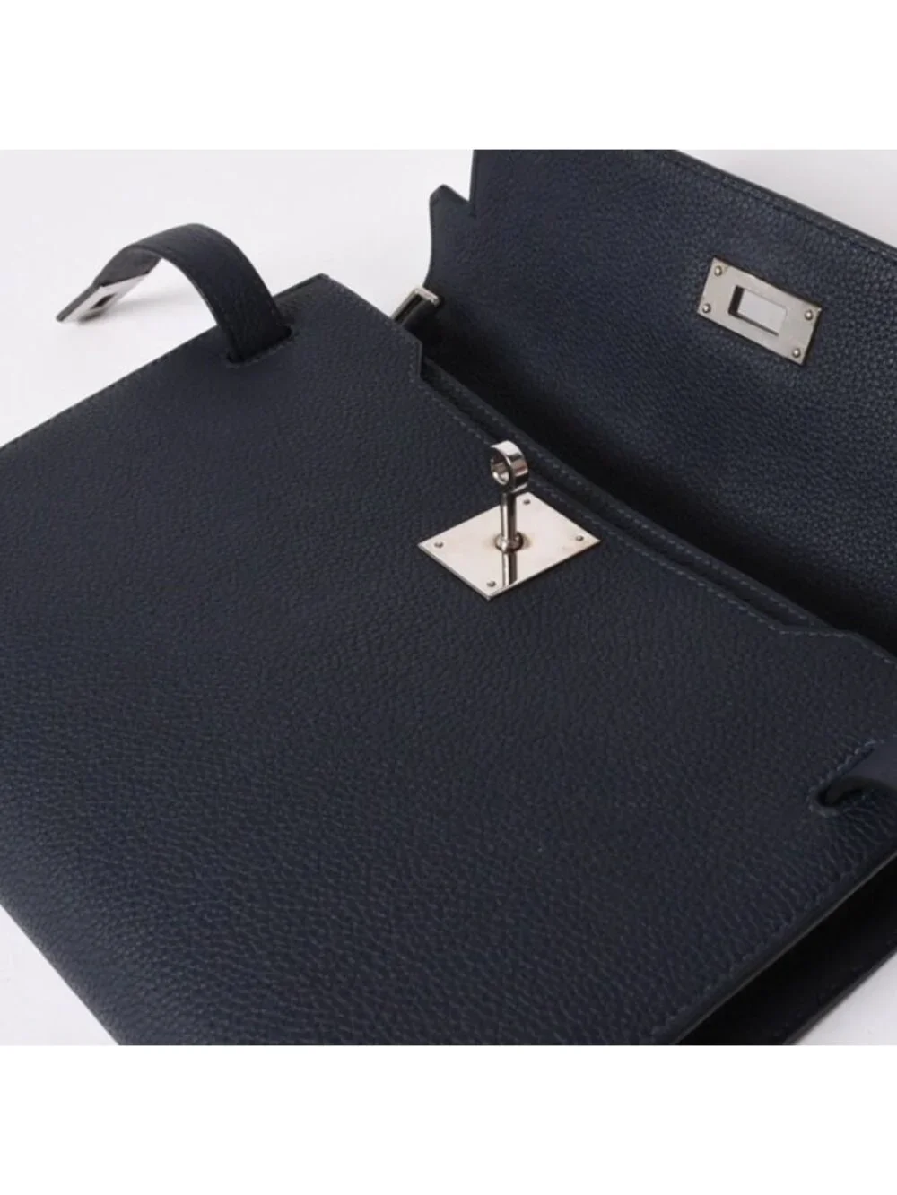Hermes Clutch Kelly Depeches 25 Bleu Nuit Silver
